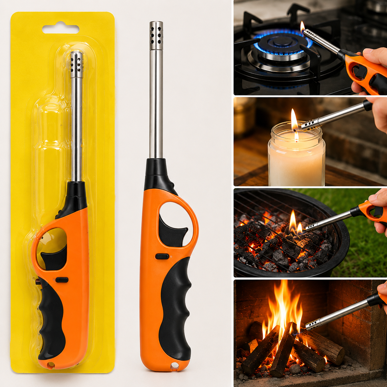 Refillable Long Reach Gas Lighter | Windproof Kitchen BBQ Lighter