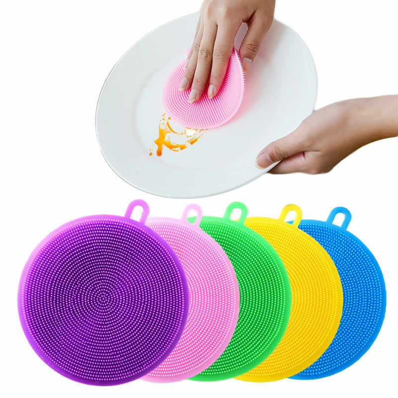Pack of 4 Silicone Sponge Dish Washing Scrubber