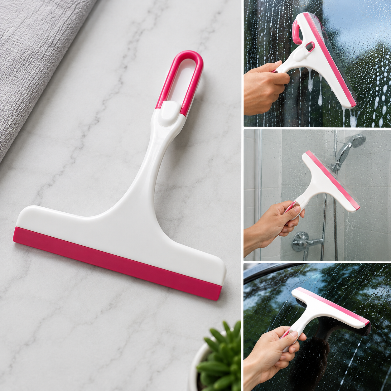 Handheld Silicone Glass Wiper – Streak-Free Window Squeegee