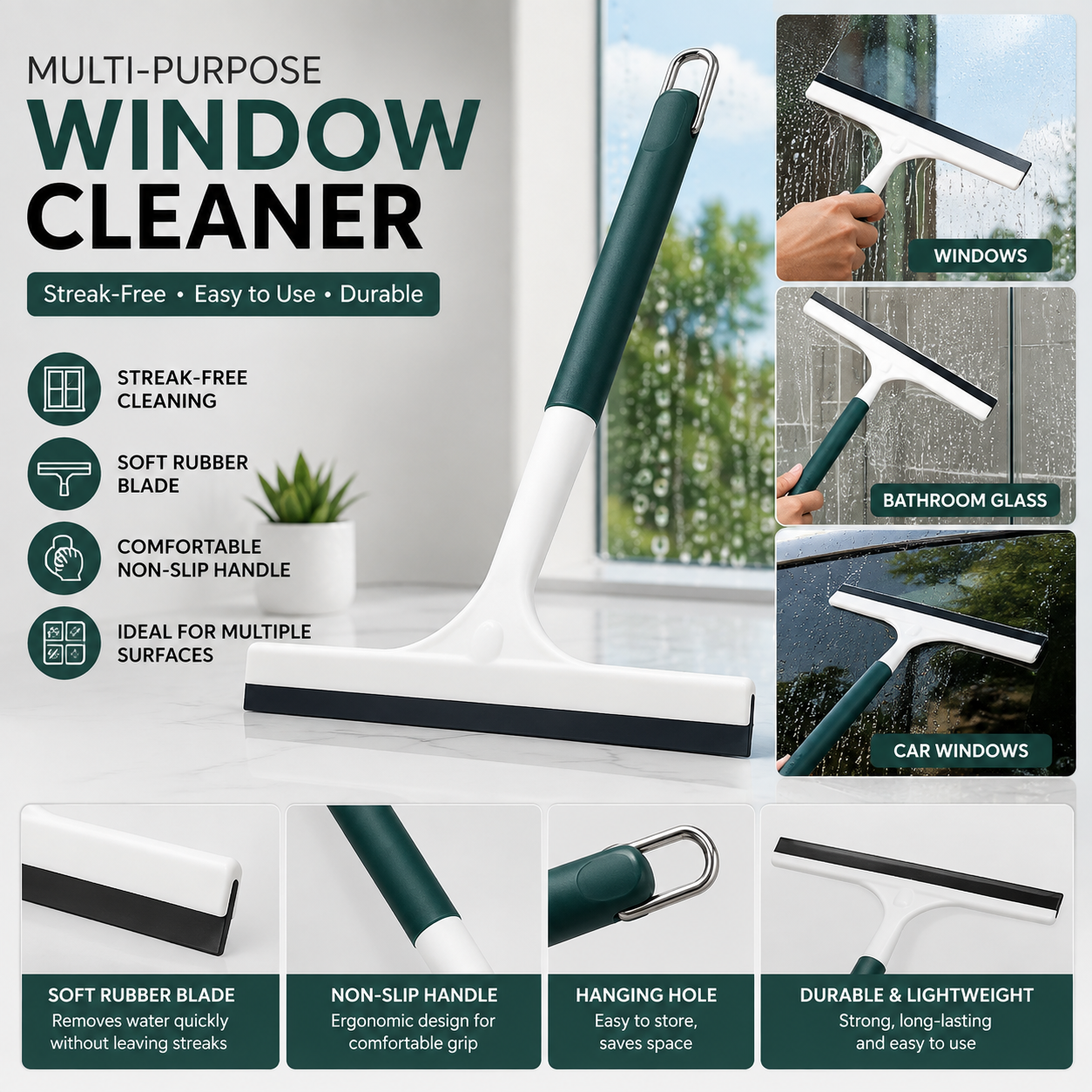 Premium Multi-Purpose Window & Glass Squeegee