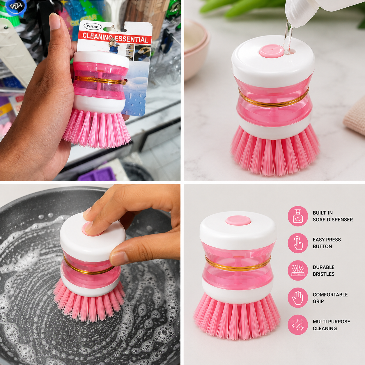 Soap Dispensing Dish Scrub Brush