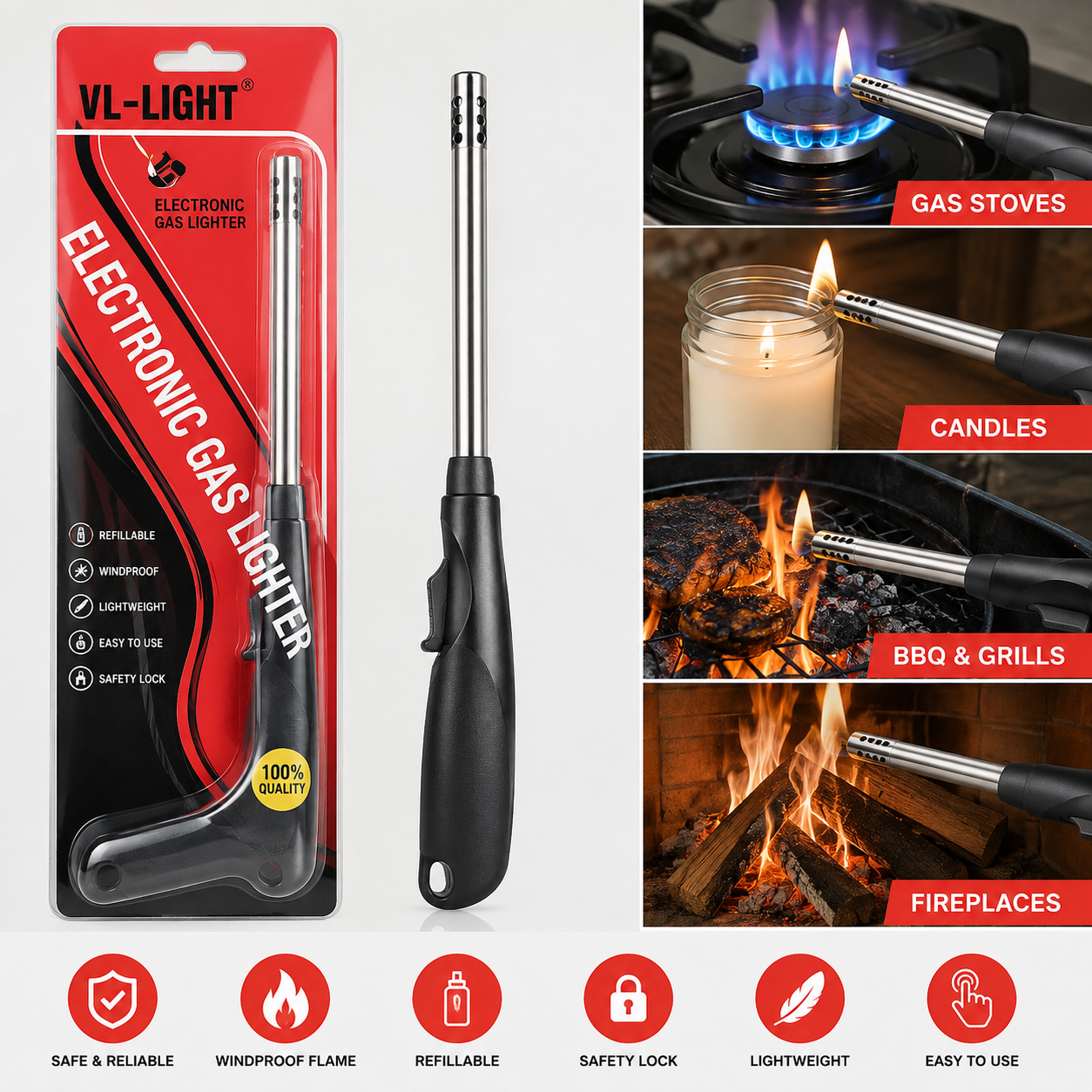 Refillable Windproof Kitchen & BBQ Lighter